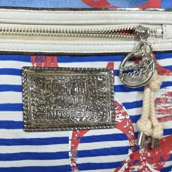 Coach Poppy Nautical Stripe Tote and Matching Wallet - Picture 4 of 16